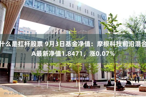 什么是扛杆股票 9月3日基金净值：摩根科技前沿混合A最新净值1.8471，涨0.07%