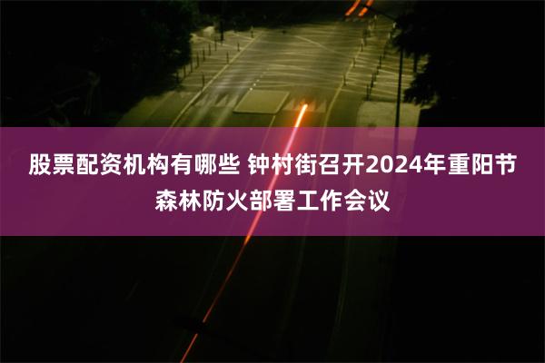 股票配资机构有哪些 钟村街召开2024年重阳节森林防火部署工作会议