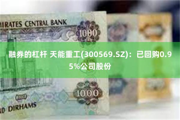 融券的杠杆 天能重工(300569.SZ)：已回购0.95%公司股份