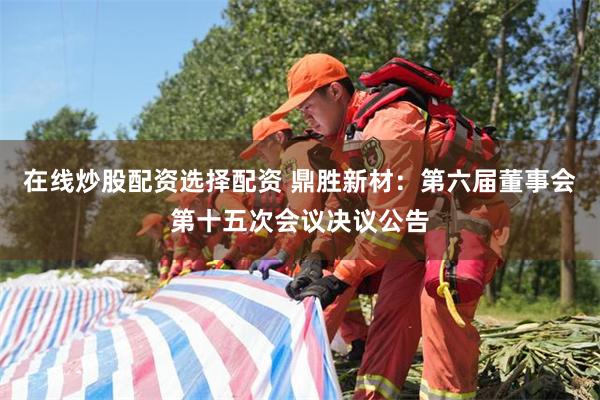 在线炒股配资选择配资 鼎胜新材：第六届董事会第十五次会议决议公告