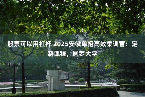 股票可以用杠杆 2025安徽单招高效集训营：定制课程，圆梦大学