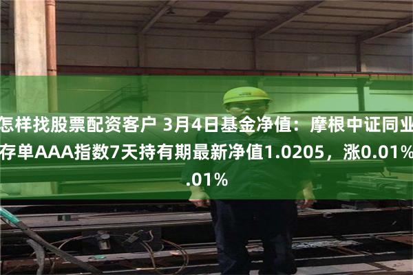 怎样找股票配资客户 3月4日基金净值：摩根中证同业存单AAA指数7天持有期最新净值1.0205，涨0.01%